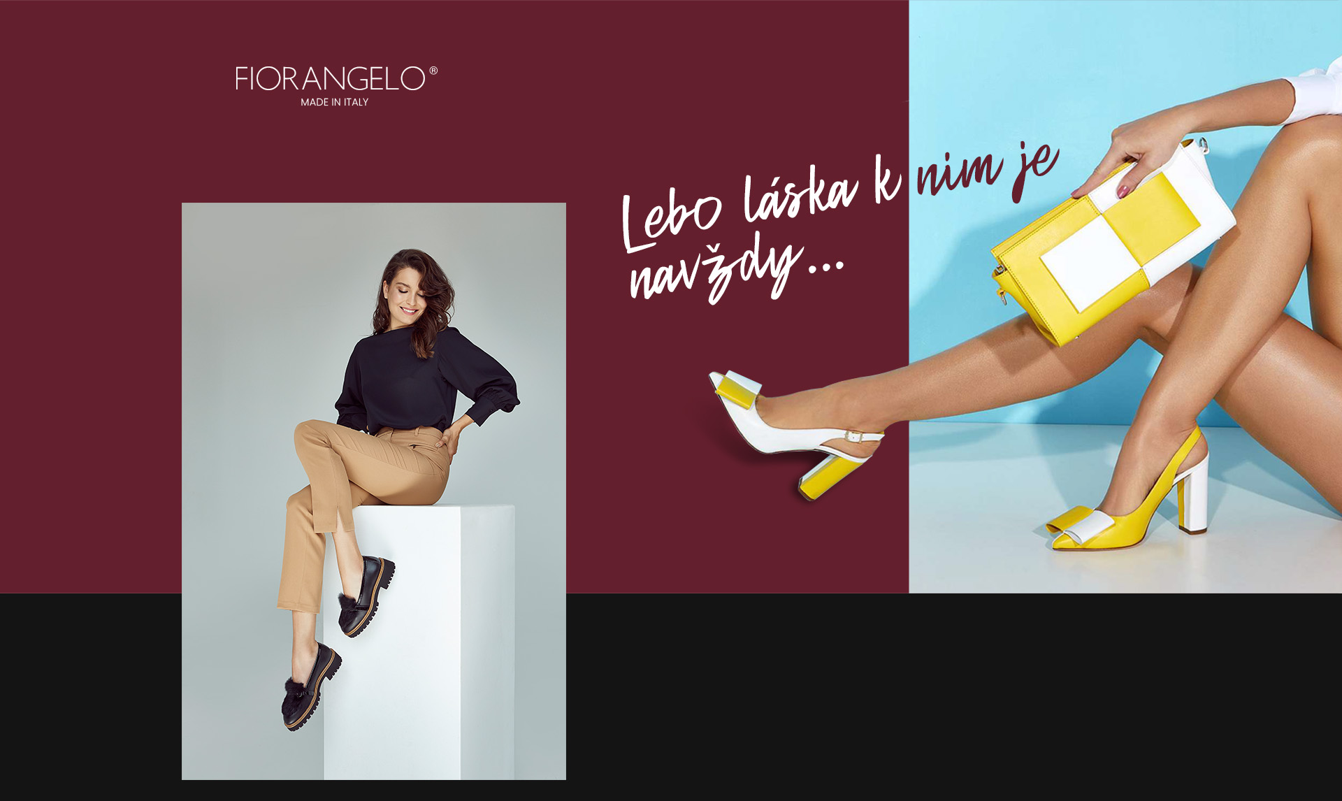 Kampaň značky Fiorangelo propagujúca luxusnú obuv a kabelky s dôrazom na eleganciu a nadčasovú lásku k móde.