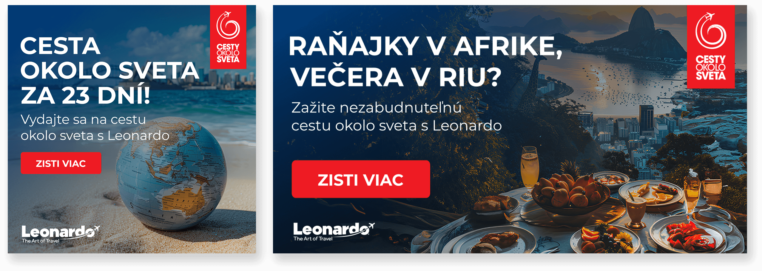 Kampaň pre cestovnú kanceláriu Leonardo Travel propagujúca dovolenky s dôrazom na jedinečné zážitky a exotické destinácie.
